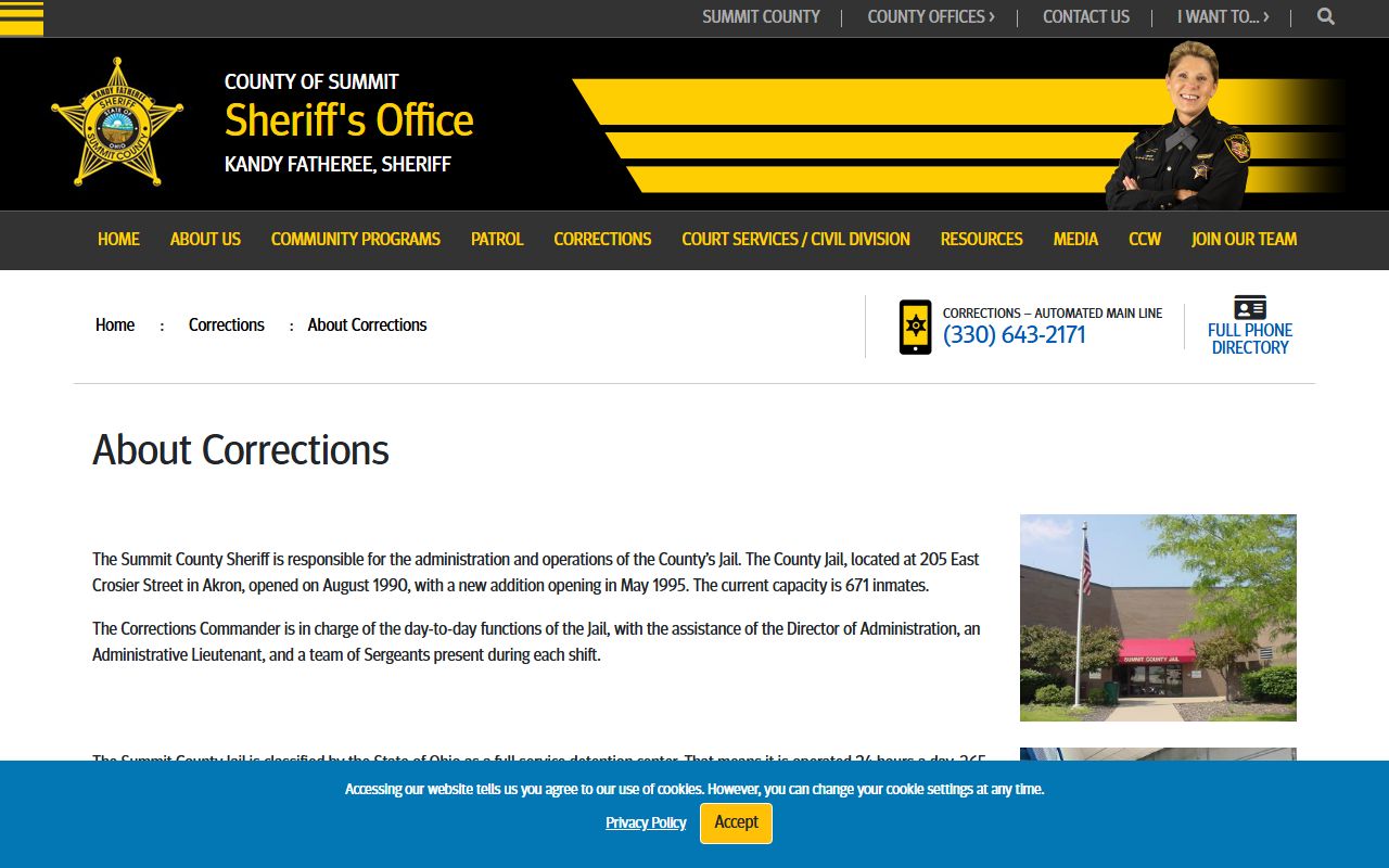 Summit County Sheriff's Office corrections page